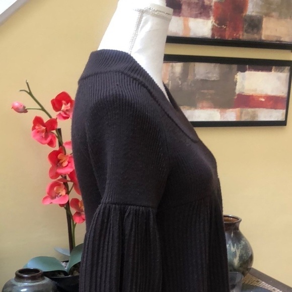 Alice & Olivia Chocolate Brown Baby Doll Wool Bell Sleeve Hippie Type Sweater S - Picture 6 of 14